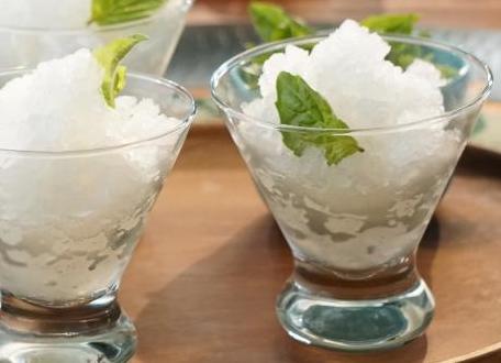 Lemon Basil Granita with Iced Limoncello