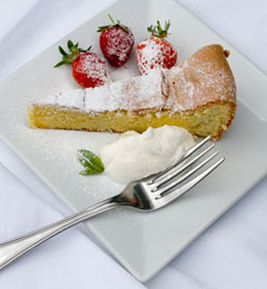 Olive Oil and Orange Essence Cake with Soft Cream