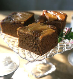 Upside-Down Pear Gingerbread