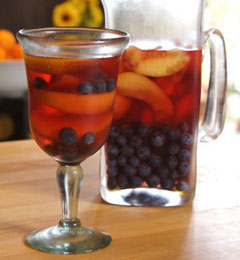 Rose Sangria with Blueberries and Nectarines