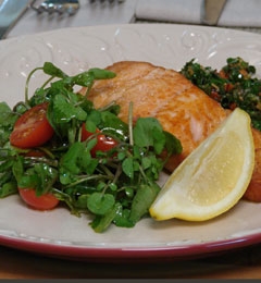 Crisp Salmon with Green Herb and Caper Sauce