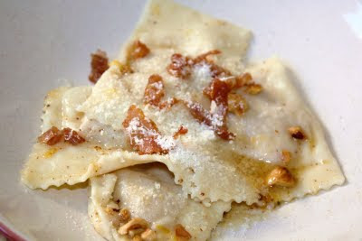 Squash Ravioli with Hazelnut Butter and Parmesan
