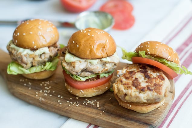 Grilled Yellowtail Tuna Burgers with Wasabi Mayonnaise