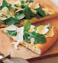 Pizza with Arugula and Shaved Parmigiano Reggiano