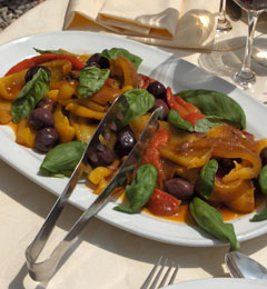 Salad of Roasted Peppers, Anchovies and Basil