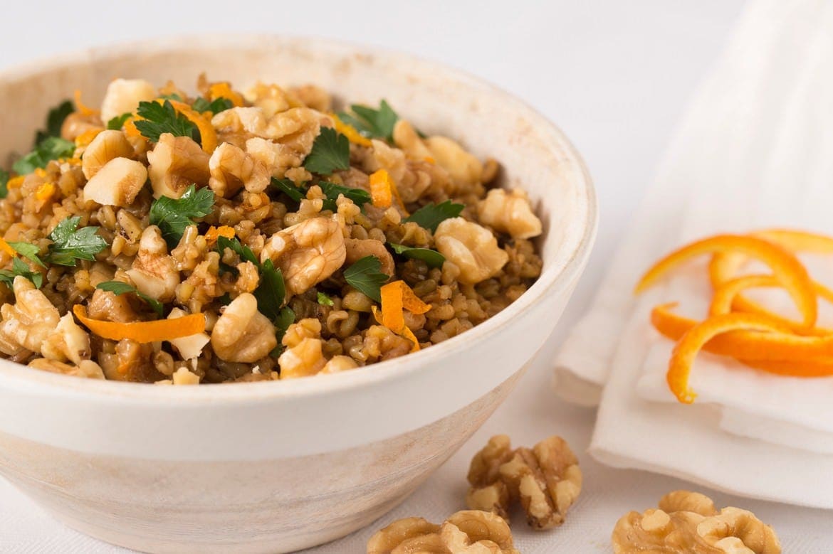 Freekeh Pilaf with Dried Figs and Walnuts